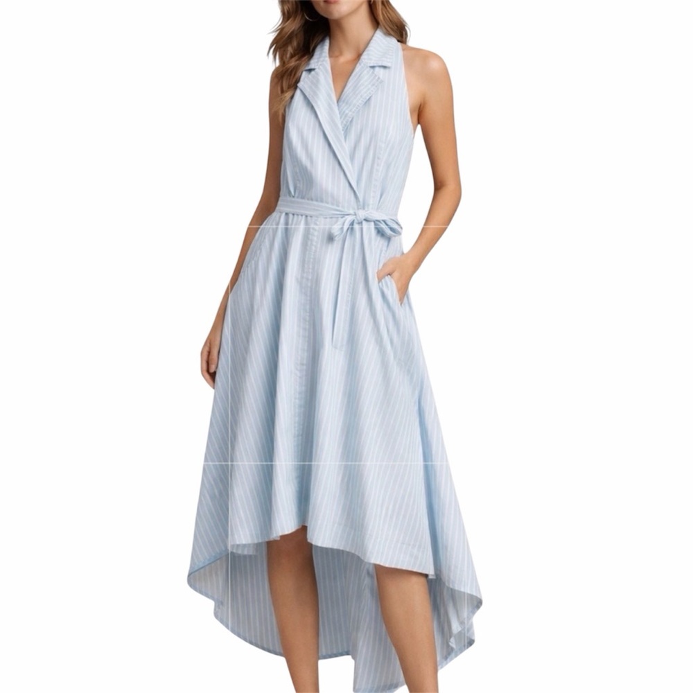 Marled Sleeveless Striped Asymmetrical Tie Dress with Pockets | Size Small EUC